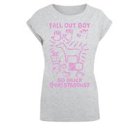 F4NT4STIC T-shirt 'Fall Out Boy Pink Dog So Much Stardust' gris chiné / rose clair, Taille 4XL
