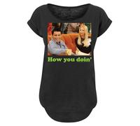 F4NT4STIC T-shirt 'Friends How You Doin' marron / gris clair / vert clair / noir, Taille XS
