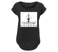 F4NT4STIC T-shirt 'Friends TV Serie Fountain Sketch' gris / noir / blanc, Taille L
