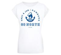 F4NT4STIC T-shirt 'Go North Knut & Jan Hamburg Logo Knut & Jan Hamburg' bleu / blanc, Taille 5XL