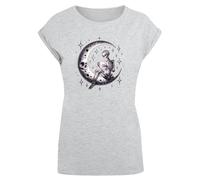 F4NT4STIC T-shirt 'Gothic Valentinstag Skelett Mond' gris chiné / noir / blanc, Taille S