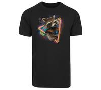 F4NT4STIC T-Shirt 'Guardians of the Galaxy Neon Rocket' marine / chocolat / orange fluo / noir, Taille L