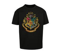 F4NT4STIC T-Shirt 'Harry Potter Hogwarts' jaune d'or / gris / émeraude / noir, Taille XS
