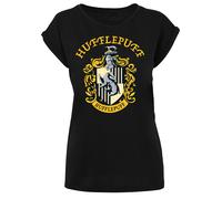 F4NT4STIC T-shirt 'Harry Potter Hufflepuff Crest' jaune d'or / gris / noir, Taille M