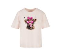 F4NT4STIC T-shirt 'Highland Cow Valentinstag Sonnenbrille' cappuccino / brun foncé / fuchsia / rose pastel, Taille S