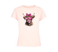 F4NT4STIC T-shirt 'Highland Cow Valentinstag Sonnenbrille' chocolat / rose / rose clair, Taille 5XL
