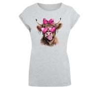 F4NT4STIC T-shirt 'Highland Cow Valentinstag Sonnenbrille' marron / gris / rose, Taille XXL