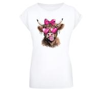 F4NT4STIC T-shirt 'Highland Cow Valentinstag Sonnenbrille' marron / pierre / rose / blanc, Taille 4XL