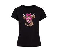 F4NT4STIC T-shirt 'Highland Cow Valentinstag Sonnenbrille' marron / rose / noir / blanc, Taille S