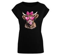F4NT4STIC T-shirt 'Highland Cow Valentinstag Sonnenbrille' marron / rose / noir, Taille S