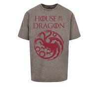 F4NT4STIC T-Shirt 'House Of The Dragon Targaryen Crest Logo' graphite / bourgogne, Taille XS