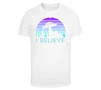 F4NT4STIC T-Shirt 'I BELIEVE UFO Alien Raumschiff Retro' bleu clair / violet / blanc, Taille L