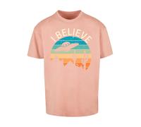 F4NT4STIC T-Shirt 'I Believe UFO Alien Sonnenuntergang' mélange de couleurs / corail, Taille 4XL