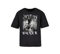 F4NT4STIC T-shirt 'Justin Bieber Purpose Album Cover' gris / noir / blanc, Taille L
