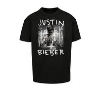 F4NT4STIC T-Shirt 'Justin Bieber Purpose Album Cover' gris / noir / blanc, Taille XS