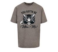 F4NT4STIC T-Shirt 'Kätzchen You Gotta Be Kitten Me!' gris basalte / gris chiné / noir, Taille XS