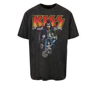 F4NT4STIC T-Shirt 'Kiss Neon Band' mélange de couleurs / noir chiné, Taille XS