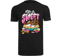 F4NT4STIC T-Shirt 'Life Is Sweet' marron / éosine / noir / blanc, Taille XS