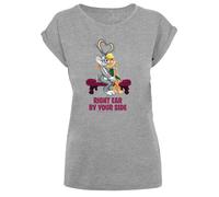 F4NT4STIC T-shirt 'Looney Tunes Bugs And Lola Valentine's Cuddle' gris chiné / vert / orange clair / fuchsia, Taille XS