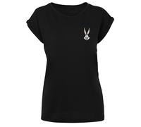 F4NT4STIC T-shirt 'Looney Tunes Bugs Bunny Breast' gris / rouge sang / noir / blanc, Taille M
