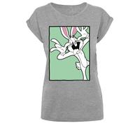 F4NT4STIC T-shirt 'Looney Tunes Bugs Bunny Funny Face' gris chiné / vert clair / noir / blanc, Taille XXL