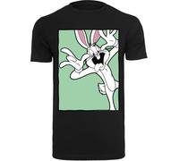 F4NT4STIC T-Shirt 'Looney Tunes Bugs Bunny Funny Face' vert pastel / éosine / noir / blanc, Taille L