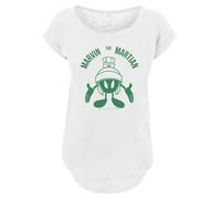 F4NT4STIC T-shirt 'Looney Tunes Marvin The Martian Large Head' vert / blanc, Taille XS