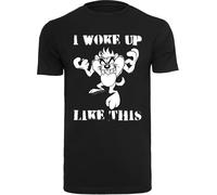 F4NT4STIC T-Shirt 'Looney Tunes Taz I Woke Up Like This' noir / blanc, Taille M