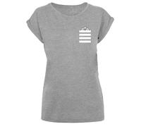 F4NT4STIC T-shirt 'Looney Tunes Taz Stripes Faux Pocket-BLK' gris chiné / blanc, Taille XXL