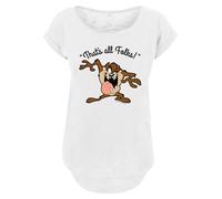 F4NT4STIC T-shirt 'Looney Tunes Taz That's All Folks' beige / marron / noir / blanc chiné, Taille S