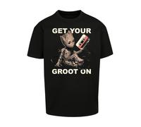 F4NT4STIC T-Shirt 'Marvel Guardians of the Galaxy Get your Groot On' mastic / chocolat / canneberge / noir, Taille M