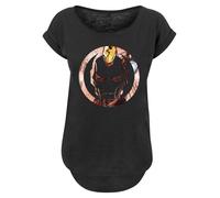 F4NT4STIC T-shirt 'Marvel Iron Man Montage Symbol' jaune d'or / or rose / rouge / noir, Taille XS