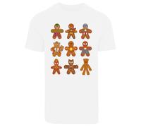 F4NT4STIC T-Shirt 'Marvel Universe Christmas Gingerbread Avengers' bleu clair / marron / noir / blanc, Taille M