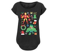 F4NT4STIC T-shirt 'Marvel Universe Iron Man And Hulk Christmas Day' mélange de couleurs / noir, Taille XL