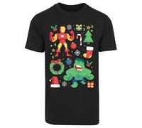 F4NT4STIC T-Shirt 'Marvel Universe Iron Man And Hulk Weihnachten' vert / rouge / noir / blanc, Taille XS