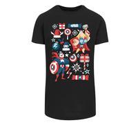 F4NT4STIC T-Shirt 'Marvel Universe Thor And Captain America Weihnachten' pétrole / rouge / noir / blanc, Taille XXL