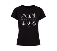 F4NT4STIC T-shirt 'Namaste Yoga Skelett Halloween' noir / blanc, Taille S
