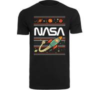F4NT4STIC T-Shirt 'NASA Fair Isle' bleu cyan / orange / noir / blanc, Taille L