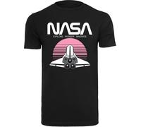 F4NT4STIC T-Shirt 'NASA Space Shuttle Sunset' gris foncé / rose clair / noir / blanc, Taille XS