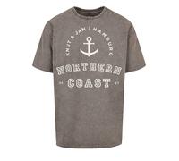 F4NT4STIC T-Shirt 'Northern Coast Nordsee Knut & Jan Hamburg' gris foncé / blanc, Taille 5XL