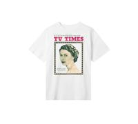 F4NT4STIC T-shirt oversize 'TV Times Queen Elizabeth II 1957 Cover' beige / vert foncé / rose / blanc, Taille S