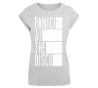 F4NT4STIC T-shirt 'Panic At The Disco Block' gris chiné / blanc, Taille XS