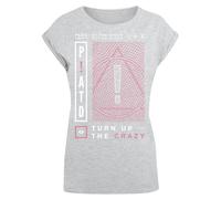 F4NT4STIC T-shirt 'Panic At The Disco Turn Up The Crazy' gris / rose ancienne / blanc, Taille XS