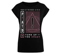 F4NT4STIC T-shirt 'Panic At The Disco Turn Up The Crazy' rose / noir / blanc, Taille XS