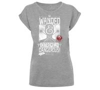 F4NT4STIC T-shirt 'Phantastische Tierwesen Wanded And Extremely Dangerous' gris foncé / rouge foncé / blanc, Taille L