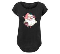 F4NT4STIC T-shirt 'Pink Retro Disco Santa Christmas Bling' mélange de couleurs / noir, Taille XS