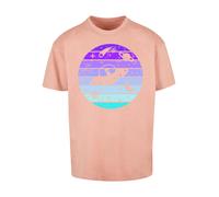 F4NT4STIC T-Shirt 'Retro Alien Weltraum Sonnenuntergang' aqua / bleu clair / violet / orange pastel, Taille M