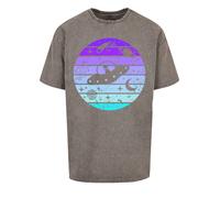 F4NT4STIC T-Shirt 'Retro Alien Weltraum Sonnenuntergang' bleu / aqua / graphite / violet clair, Taille XL