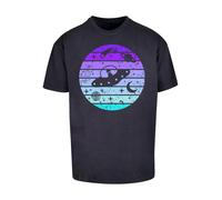 F4NT4STIC T-Shirt 'Retro Alien Weltraum Sonnenuntergang' turquoise / bleu foncé / mauve / violet clair, Taille M