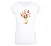 F4NT4STIC T-shirt 'Rosa Frühlingsblumenstrauß In Vase' beige foncé / pomme / rouge / blanc, Taille XXL